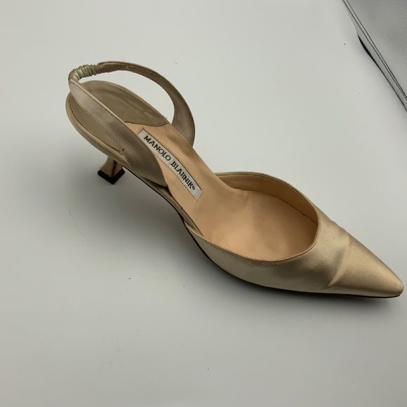 MANOLO BLAHNIK SATIN AND LEATHER SLINGBACK - Picture 3 of 6